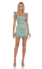 Lucy in the Sky Satin Ruched Ruffle Dress