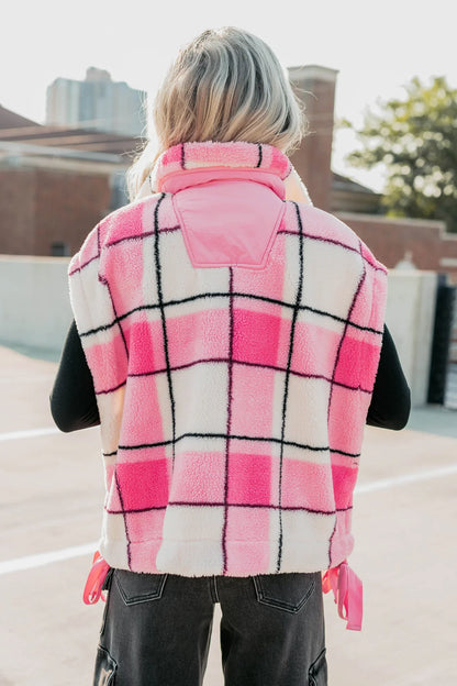 NanaMacs Let It All Go Plaid Fleece Vest (Pink)