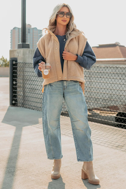 NanaMacs Dream Ahead Fleece Side Tie Vest (Tan)