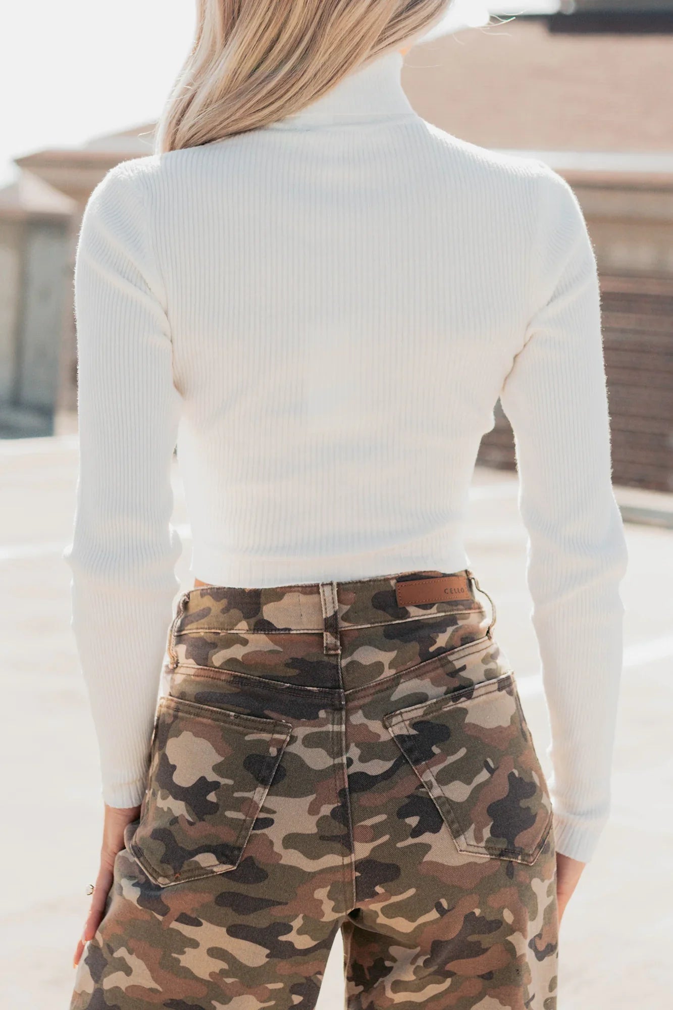 NanaMacs Simply Divine Ribbed Turtle Neck Crop Top (Ivory)