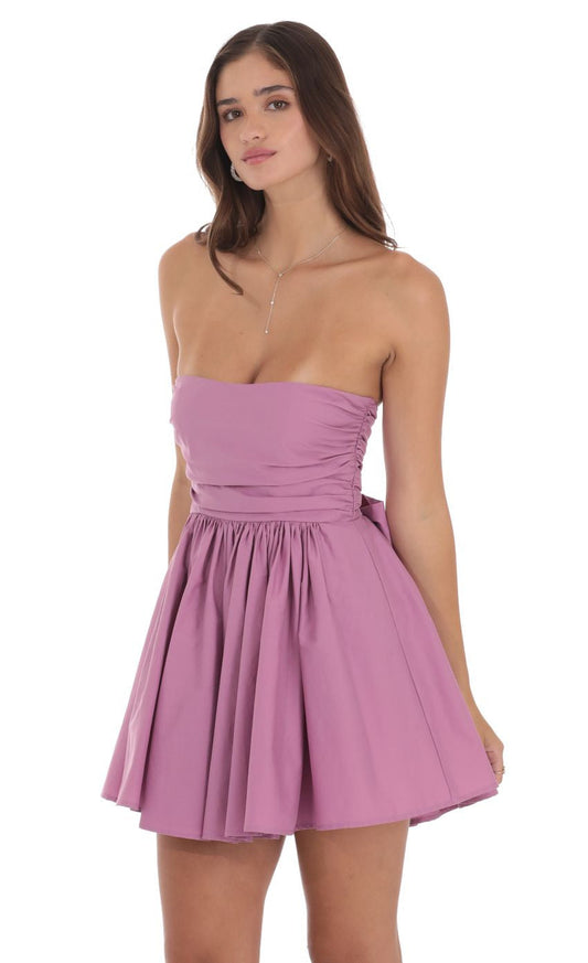 Lucy in the Sky Strapless A-line Dress in Purple