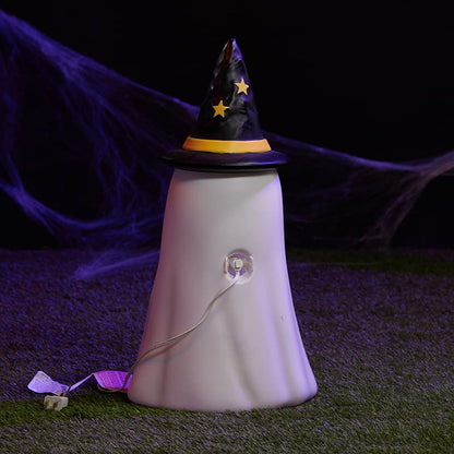 Cracker Barrel Ghost With Witch Hat Blow Mold