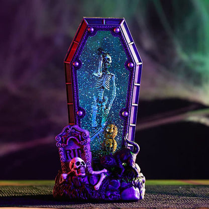 Cracker Barrel Skeleton Casket Glitter Globe