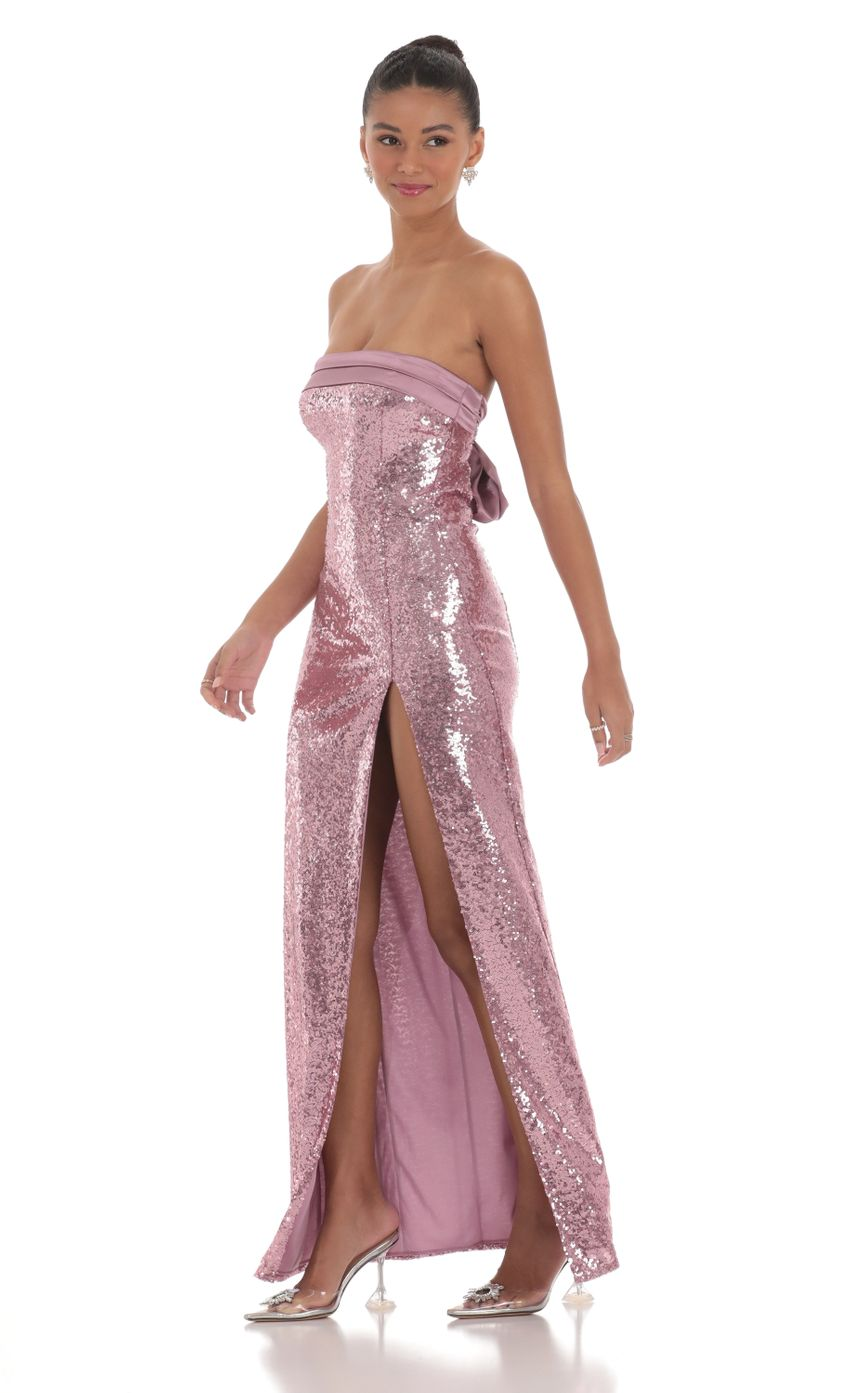 Lucy in the Sky Sequin Satin Back Tie Maxi Dress