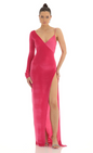 Lucy in the Sky Tomia Asymmetrical Velvet Maxi Dress