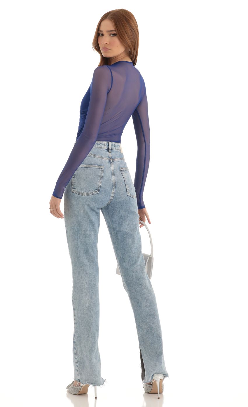 Lucy in the Sky Mesh Bodysuit in Blue