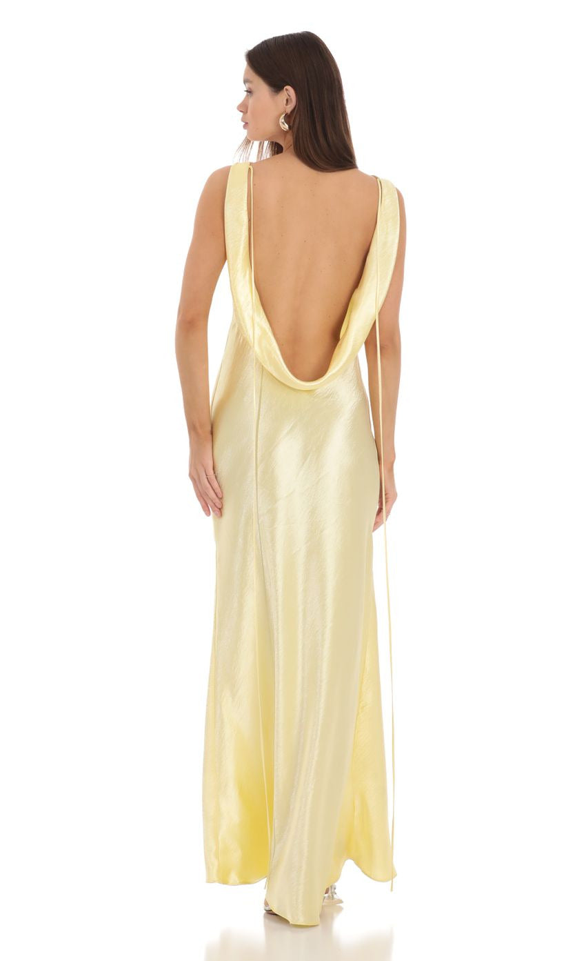 Lucy in the Sky Satin Cowl Neck Maxi Dress