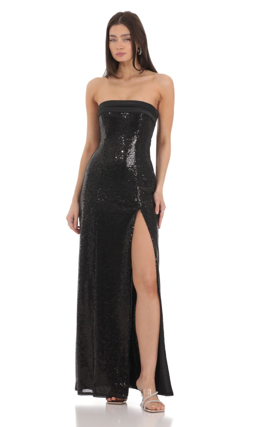 Lucy in the Sky Sequin Satin Back Tie Maxi Dress