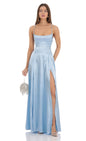 Lucy in the Sky Pleated Maxi Dress in Light Blue