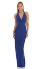 Lucy in the Sky Gathered Back Halter BodyCon Maxi Dress in Royal Blue