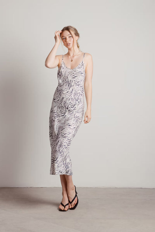 Tobi Hear Me Purr Tiger Print Slip Midi Dress x2