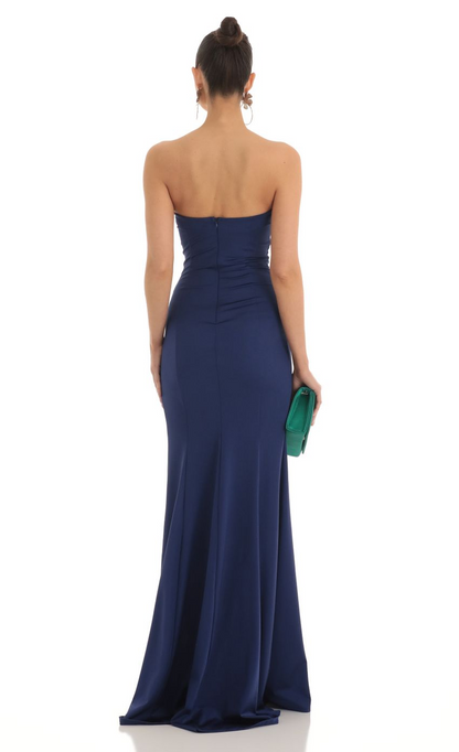 Lucy in the Sky Strapless Satin Maxi Dress