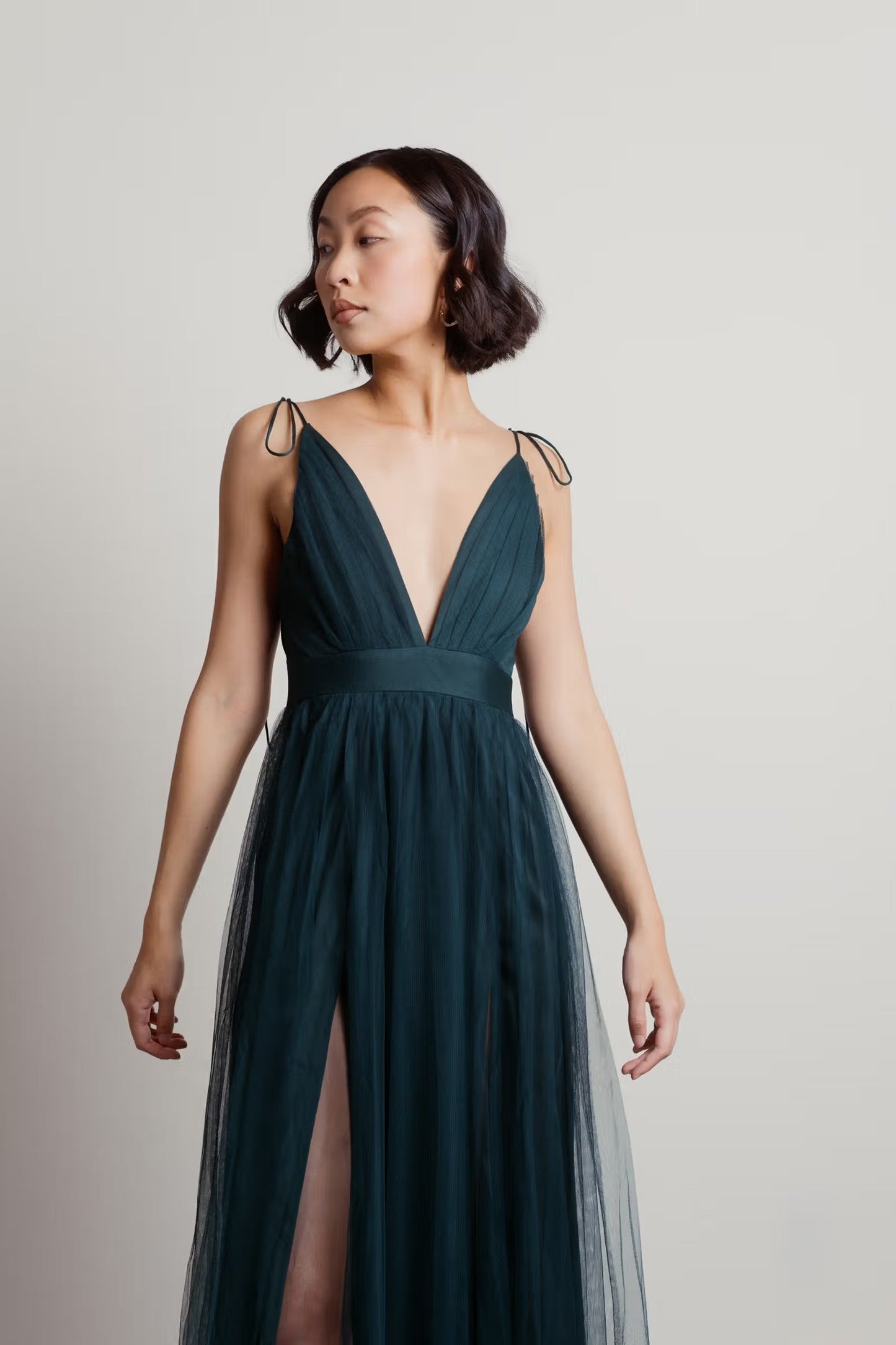 Tobi Slay The Night Deep V Double High Slit Maxi Dress