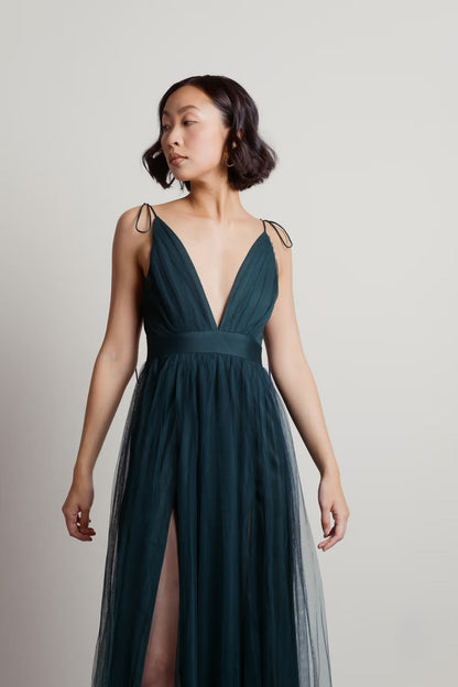 Tobi Slay The Night Deep V Double High Slit Maxi Dress