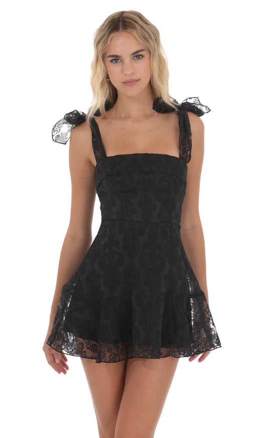 Lucy In The Sky Motif Pattern A-line Dress in Black