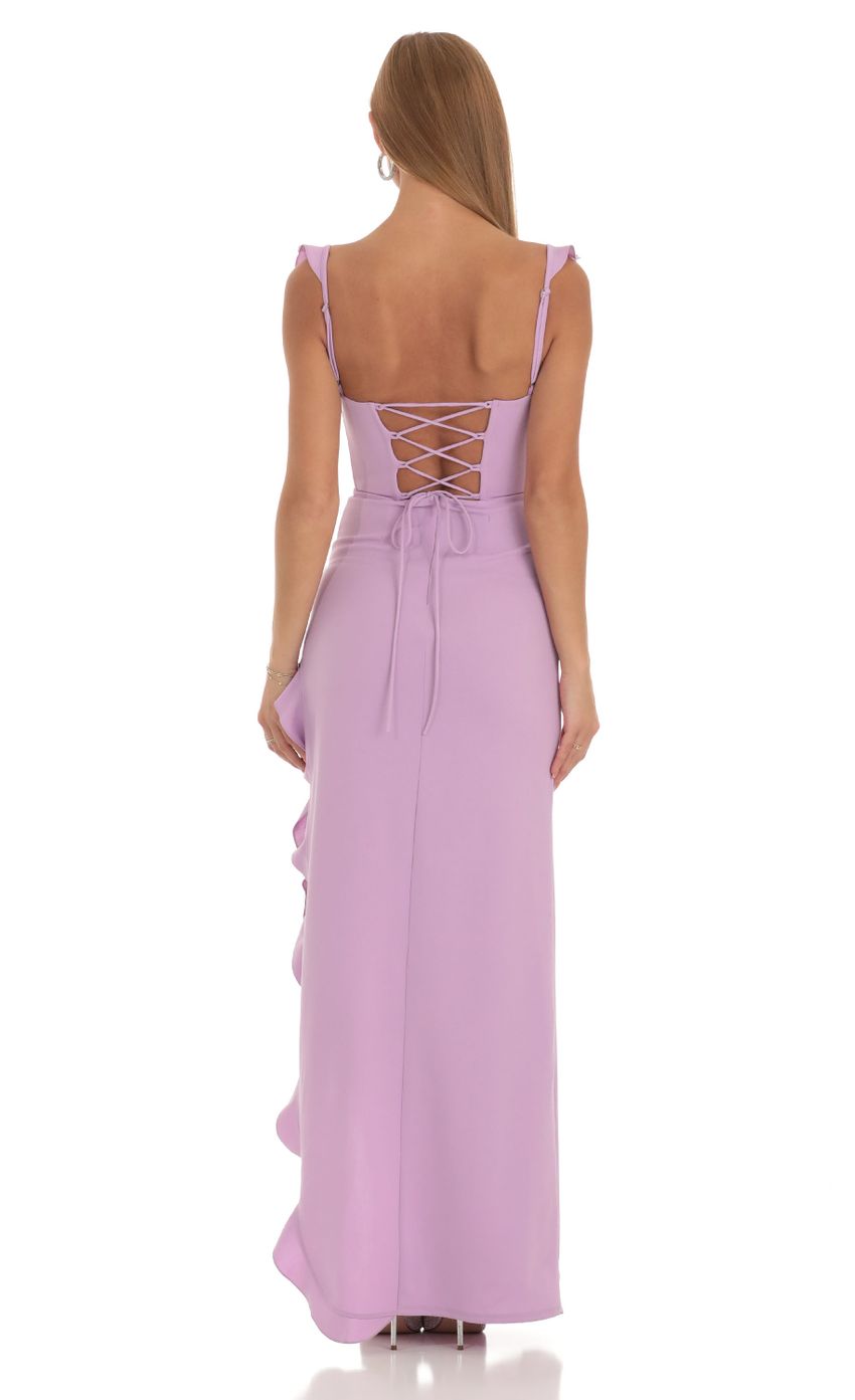 Lucy In The Sky Ruffle Maxi Dress in Lilac