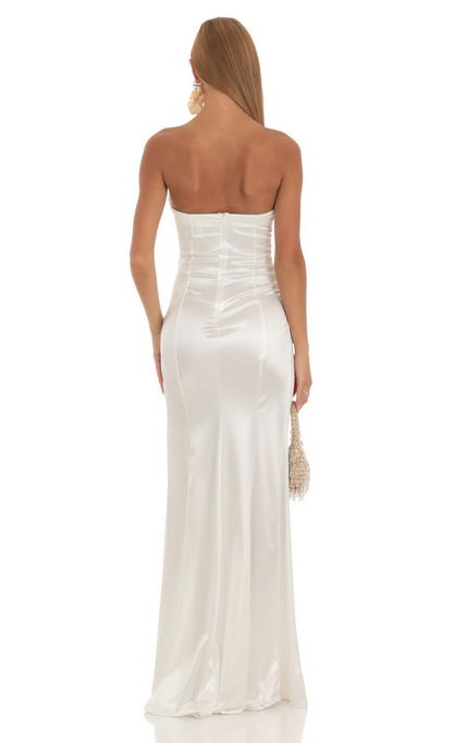 Lucy in the Sky Strapless Satin Maxi Dress