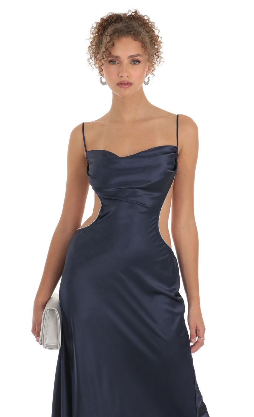Lucy in the Sky Satin Rhinestone Maxi Dress 2