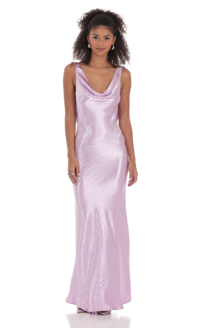 Lucy in the Sky Satin Cowl Neck Maxi Dress
