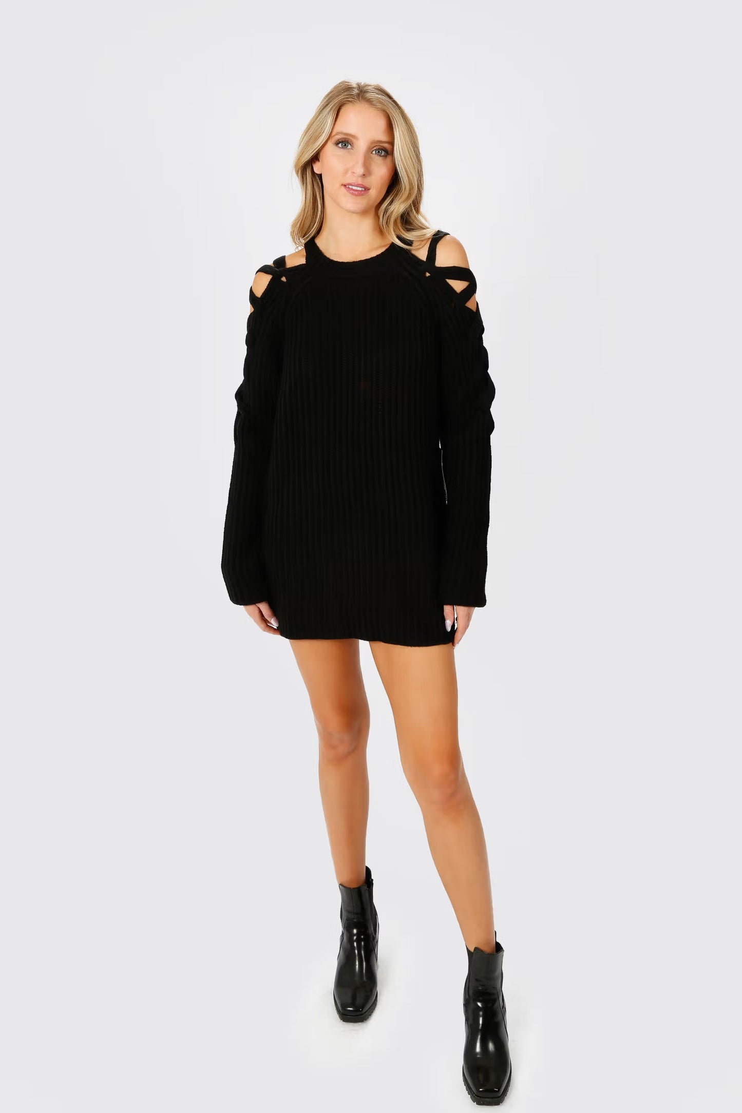 Tobi Miracle Lace Up Sweater Mini Dress x2