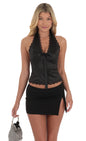 Lucy in the Sky Satin Plunge Neck Top