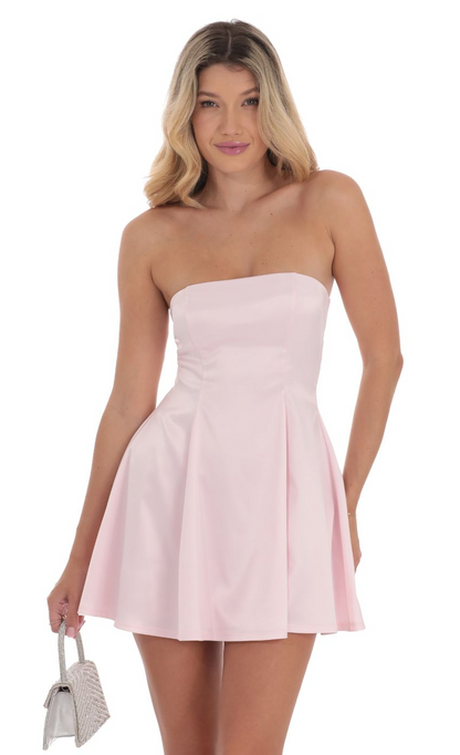 Lucy in the Sky Strapless Satin Fit and Flare Dress