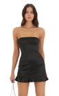 Lucy in the Sky Satin Strapless Ruffle Dress