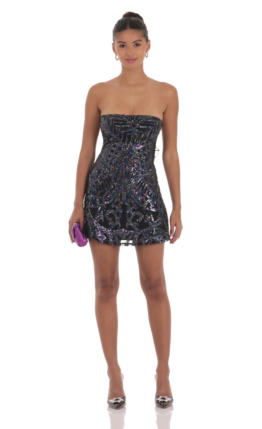 Lucy in the Sky Sequin Mesh Strapless Dress