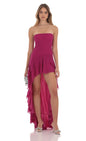 Lucy in the Sky Strapless Mesh High Low Dress