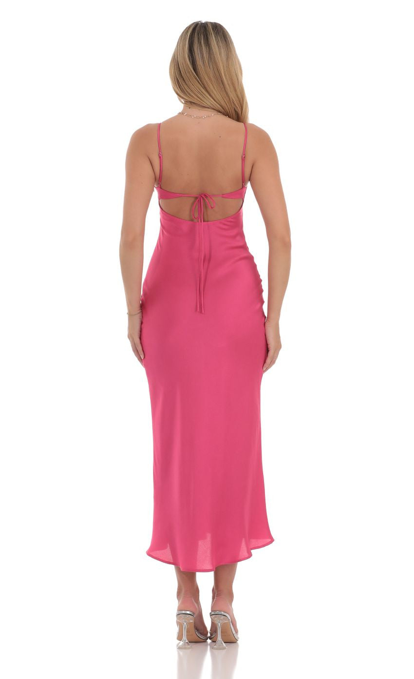Lucy in the Sky Satin Open Back Midi Dress