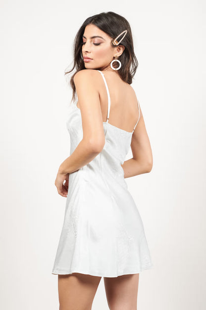 Tobi Kaia Satin Jacquard Shift Mini Dress