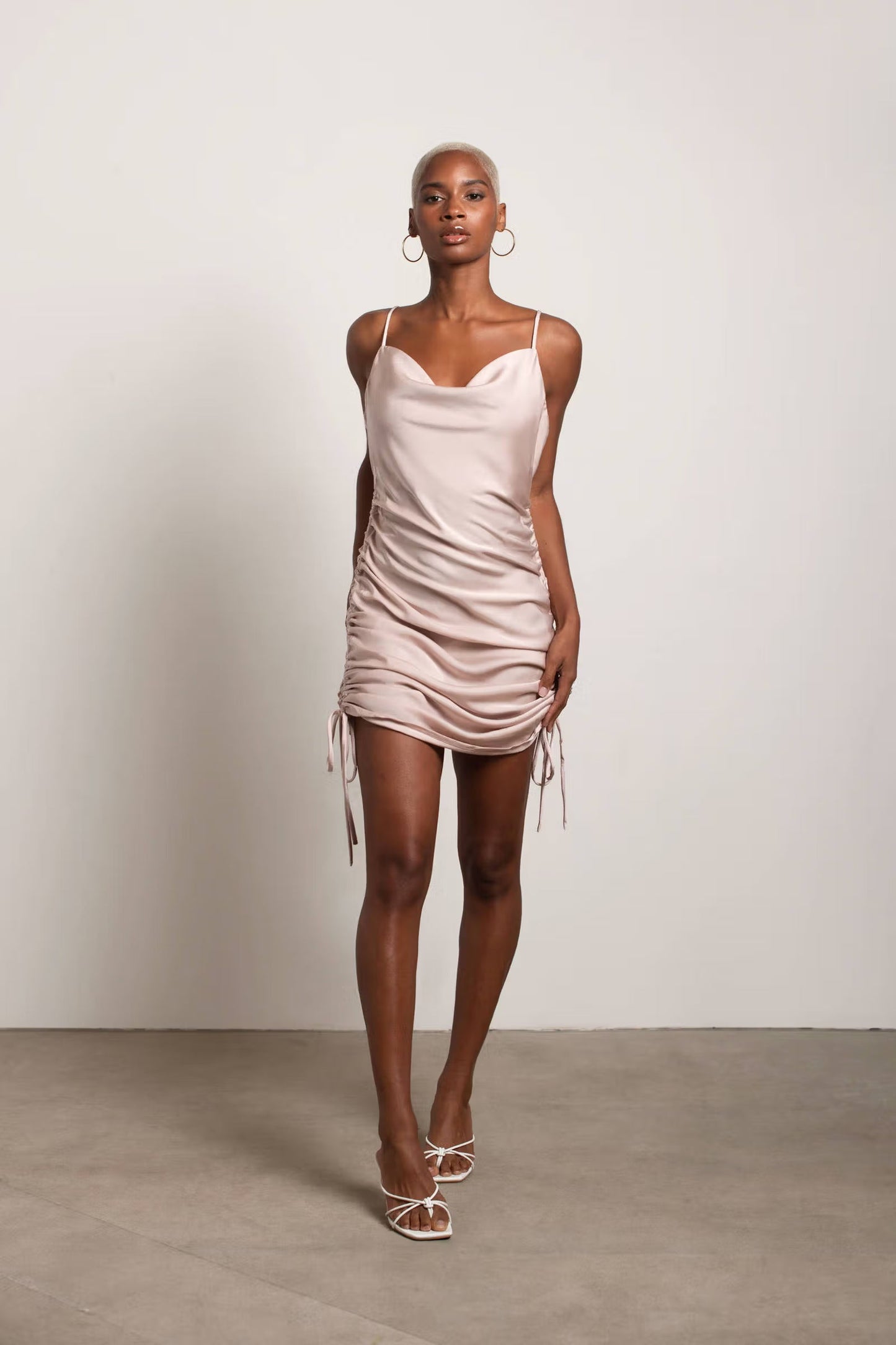 Tobi All In Time Satin Cowl Neck Mini Dress x2
