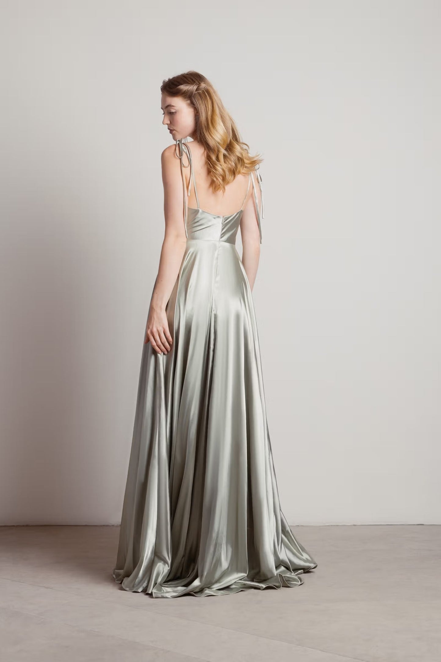 Tobi For The Drama Satin High Slit Maxi Dress