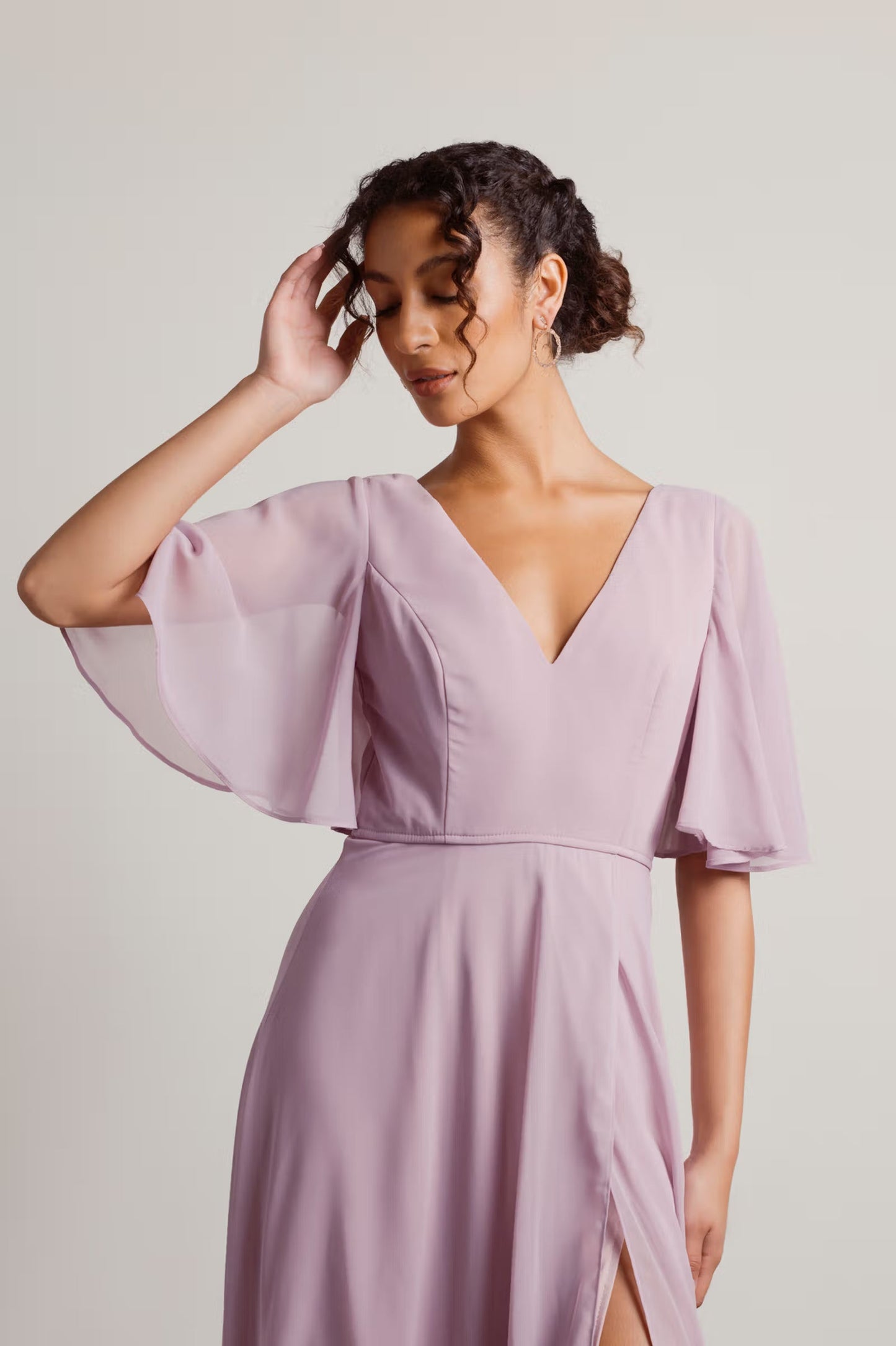 Tobi Come Closer To Me Butterfly Sleeve High Slit Maxi Dress
