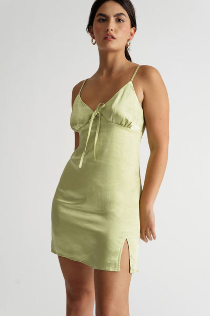 Tobi In Depth Satin Front Tie Mini Dress x2