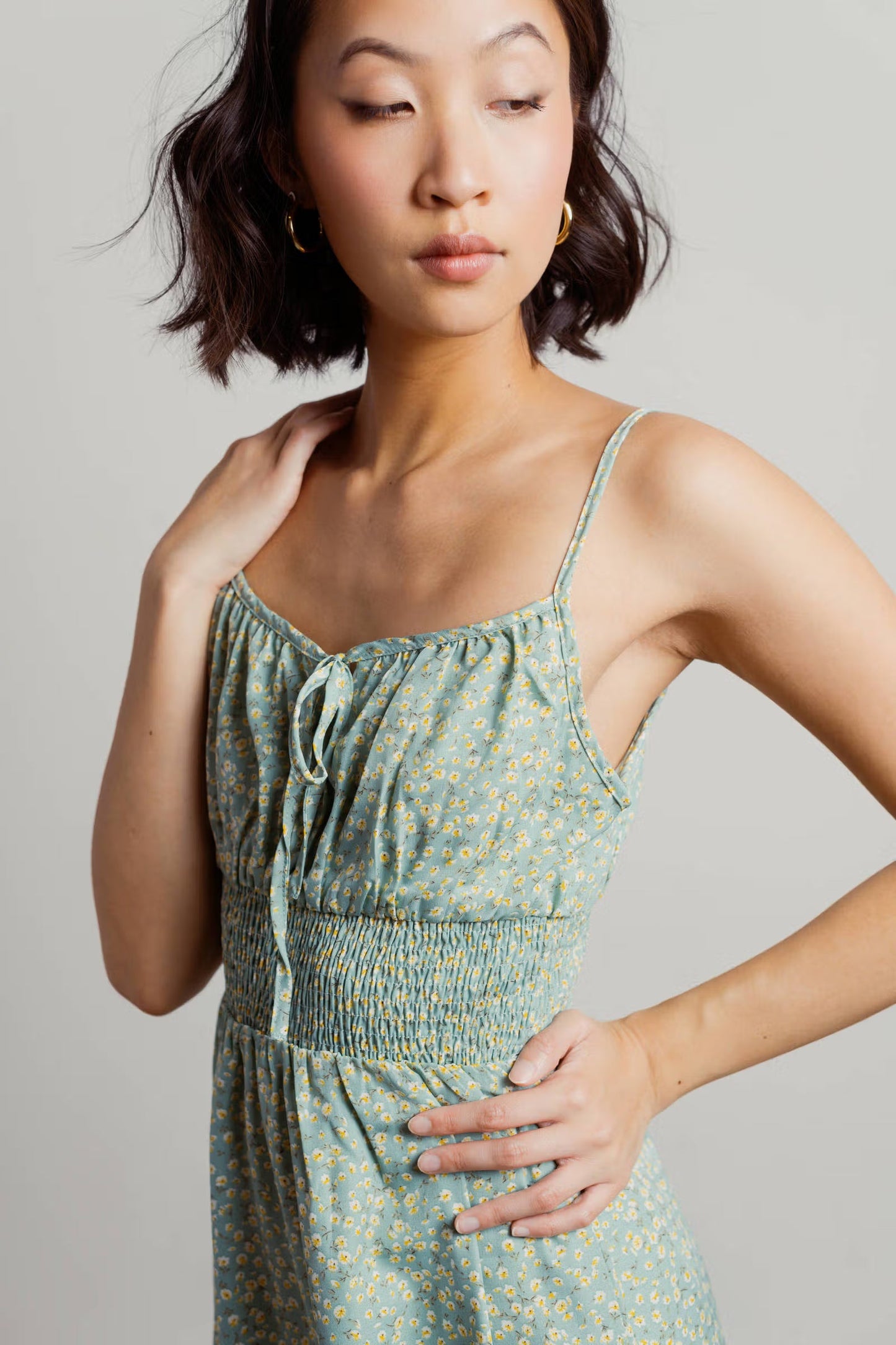 Tobi Waiting Around Floral Smocked Mini Dress
