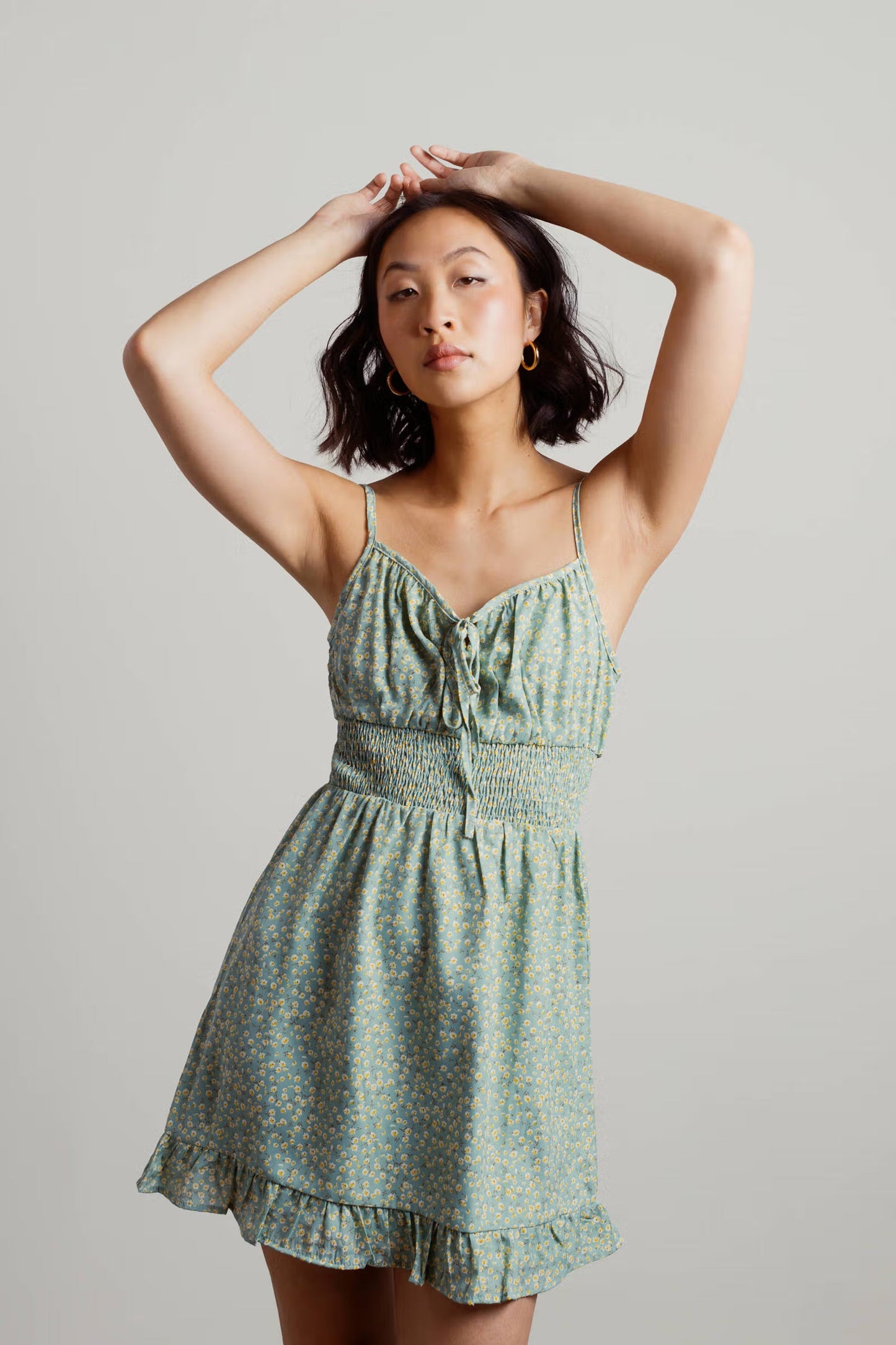 Tobi Waiting Around Floral Smocked Mini Dress