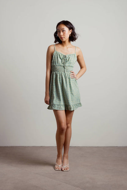 Tobi Waiting Around Floral Smocked Mini Dress