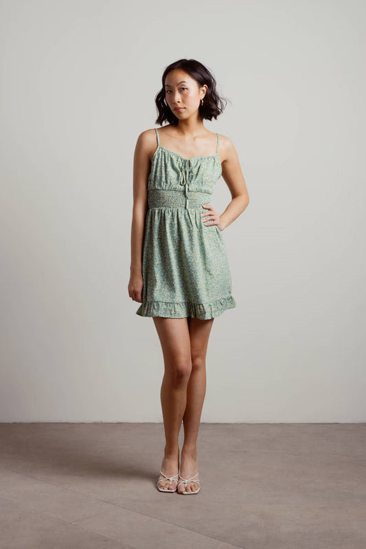 Tobi Waiting Around Floral Smocked Mini Dress