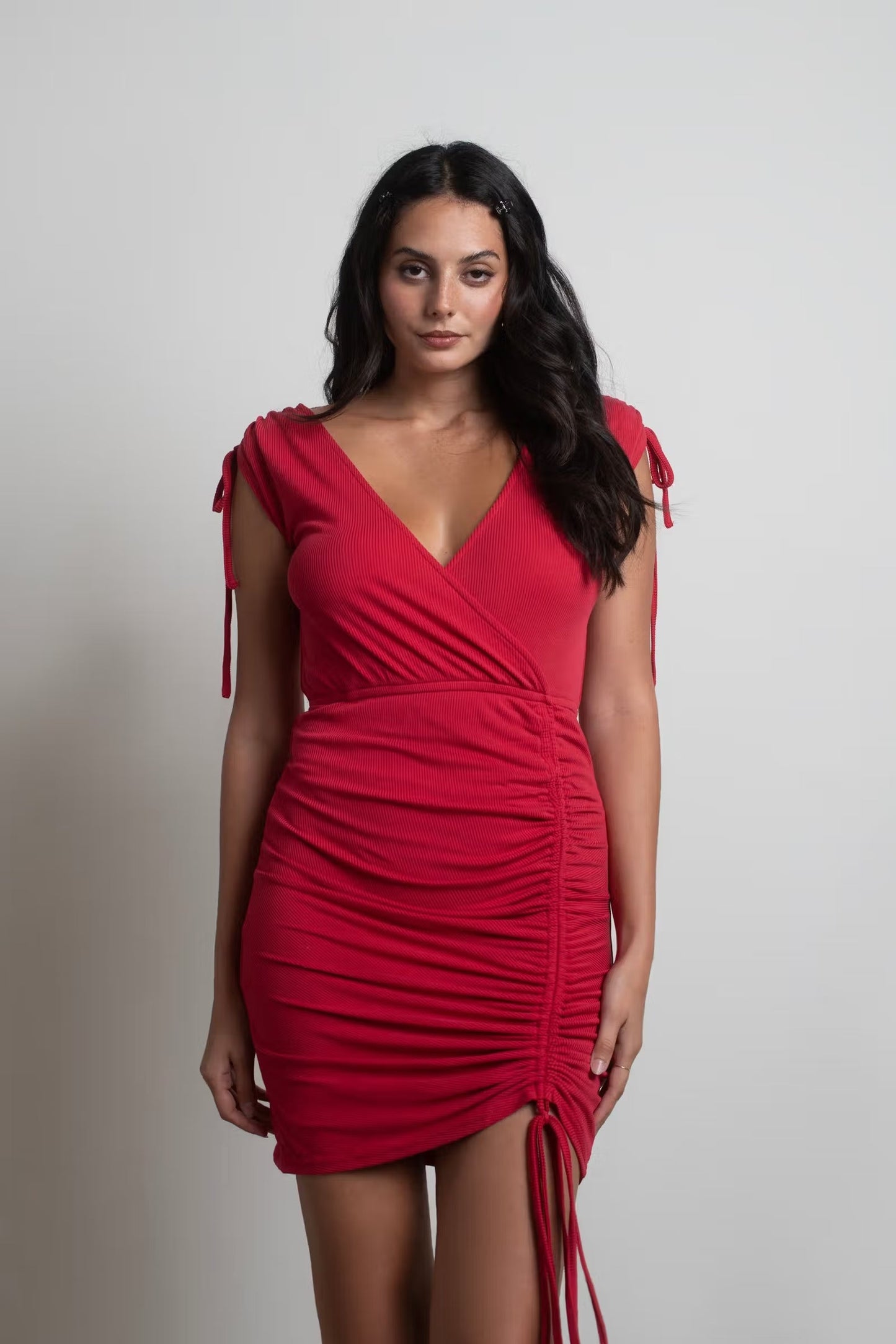 Tobi Savannah Ruched Surplice Mini Dress x2