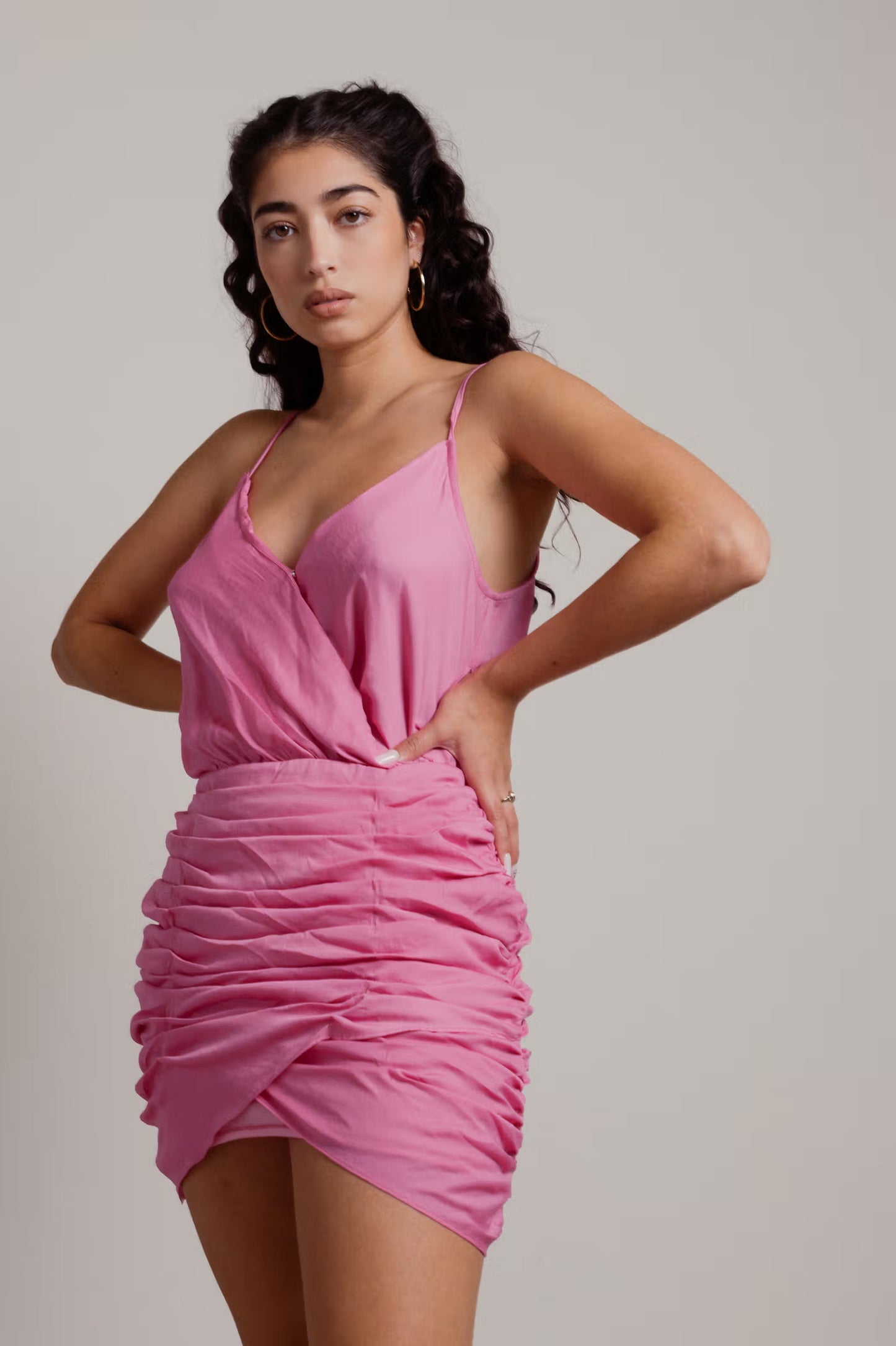 Tobi No Regrets Ruched Surplice Mini Dress x2