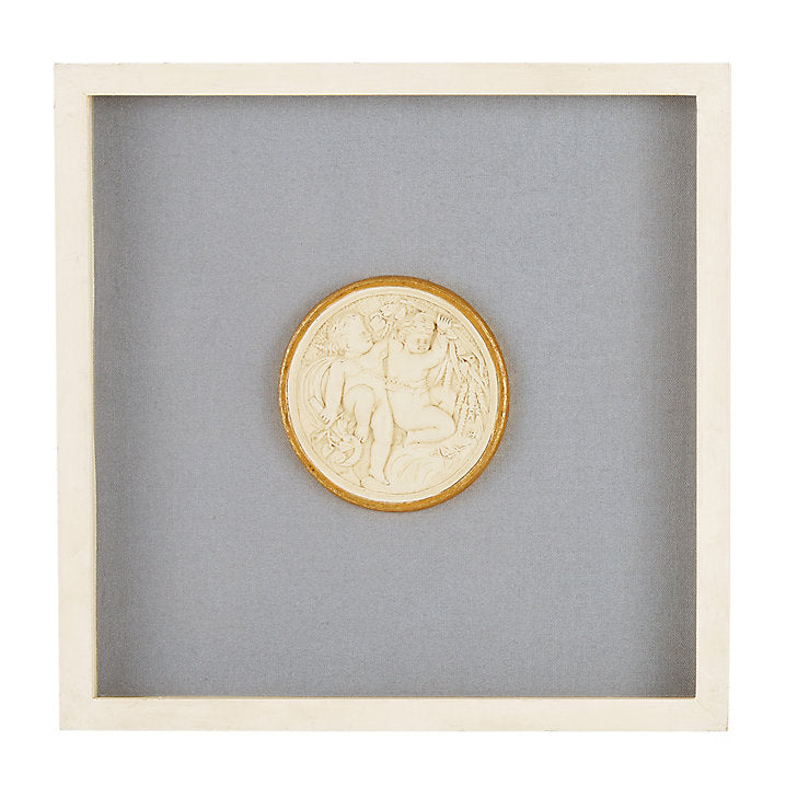 Ballard Designs Valenti Framed Intaglio Art - Gray Blue