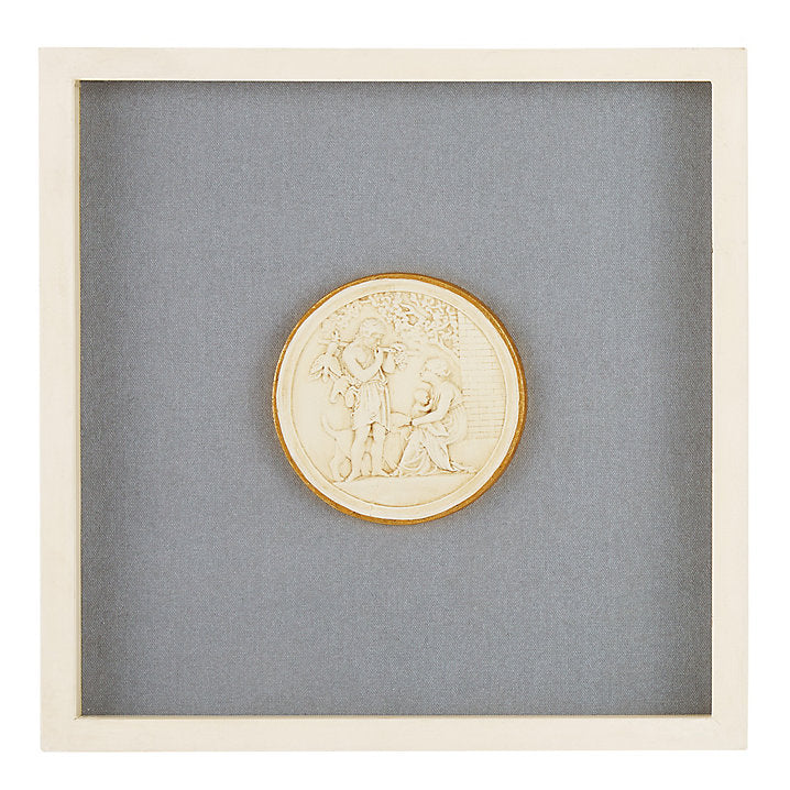 Ballard Designs Valenti Framed Intaglio Art - Gray Blue