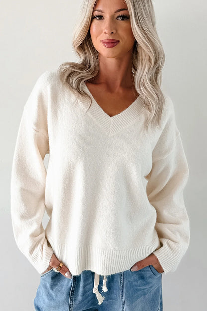 NanaMacs Easiest Choices Papermoon V-Neck Sweater (Cream)