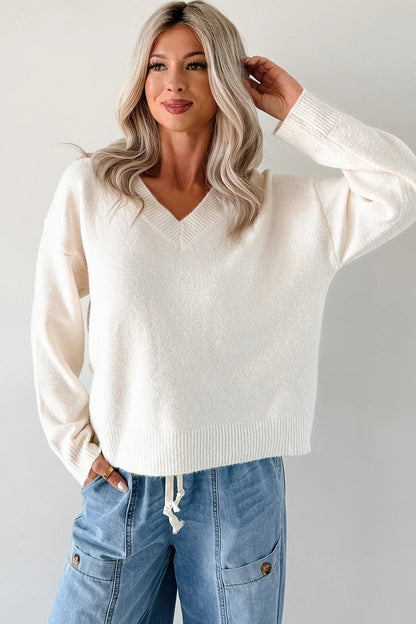 NanaMacs Easiest Choices Papermoon V-Neck Sweater (Cream)