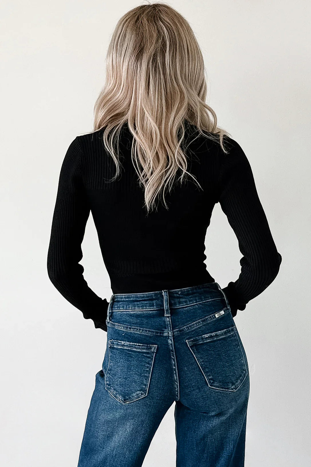 NanaMacs Serene Vibes Long Sleeve Polo Knit Bodysuit (Black)