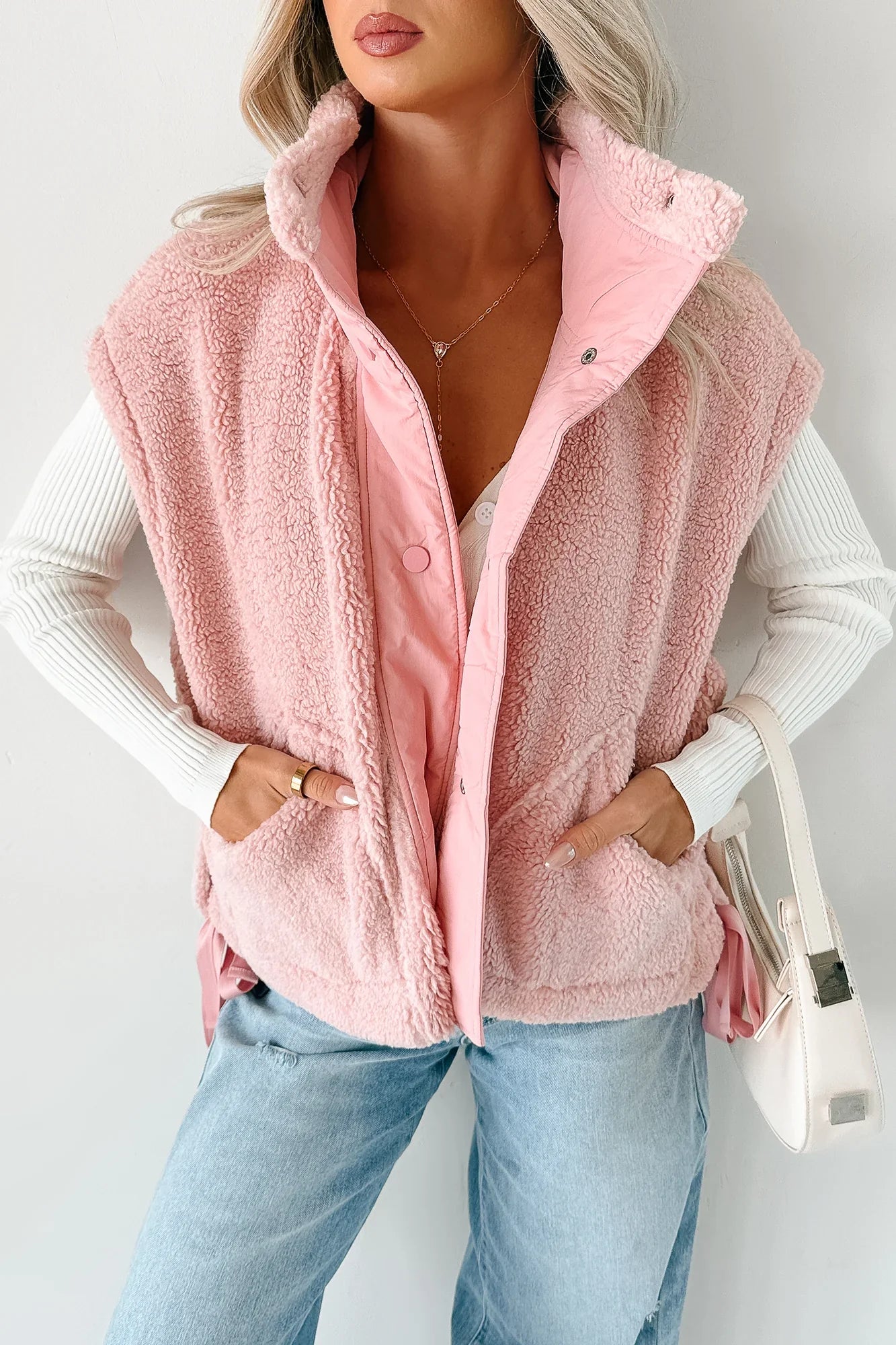 NanaMacs Dream Ahead Fleece Side Tie Vest (Pink)