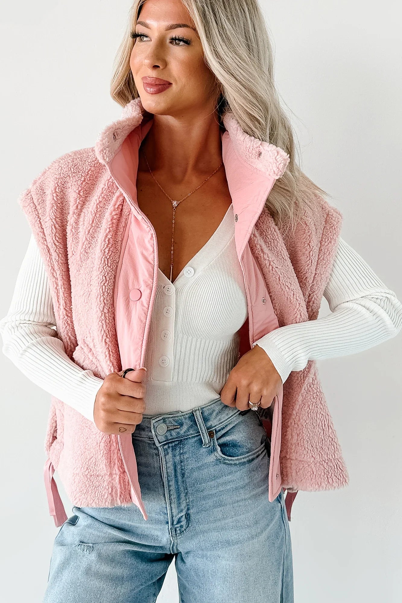 NanaMacs Dream Ahead Fleece Side Tie Vest (Pink)