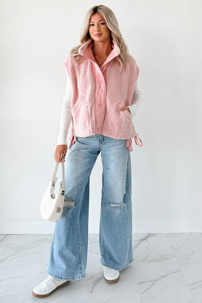 NanaMacs Dream Ahead Fleece Side Tie Vest (Pink)