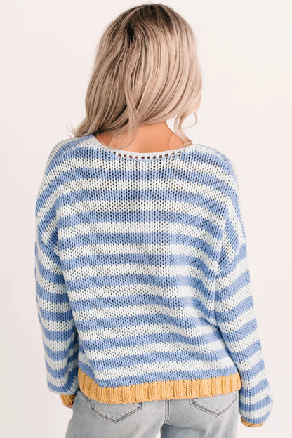 NanaMacs Deep Trance Relaxed Stripe Sweater (Denim/Mustard)